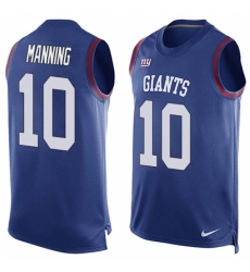 Men's Nike New York Giants #10 Eli Manning Limited Royal Blue Player Name & Number Tank Top NFL Jersey