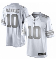 Men's Nike New York Giants #10 Eli Manning Limited White Platinum NFL Jersey