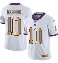 Men's Nike New York Giants #10 Eli Manning Limited White/Gold Rush NFL Jersey