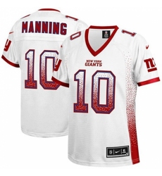 Women's Nike New York Giants #10 Eli Manning Elite White Drift Fashion NFL Jersey