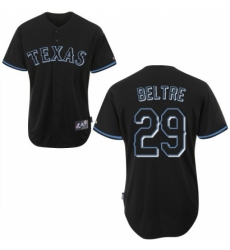 Men's Majestic Texas Rangers #29 Adrian Beltre Authentic Black Fashion MLB Jersey