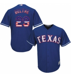 Men's Majestic Texas Rangers #29 Adrian Beltre Authentic Royal Blue USA Flag Fashion MLB Jersey