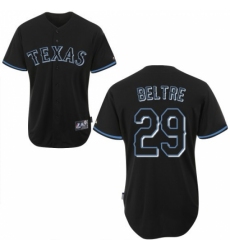 Men's Majestic Texas Rangers #29 Adrian Beltre Replica Black Fashion MLB Jersey