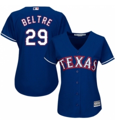 Women's Majestic Texas Rangers #29 Adrian Beltre Authentic Royal Blue Alternate 2 Cool Base MLB Jersey