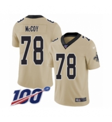Men's New Orleans Saints #78 Erik McCoy Limited Gold Inverted Legend 100th Season Football Jersey