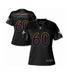 Women's New Orleans Saints #60 Erik McCoy Game Black Fashion Football Jersey