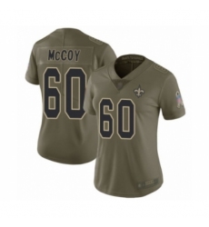 Women's New Orleans Saints #60 Erik McCoy Limited Olive 2017 Salute to Service Football Jersey