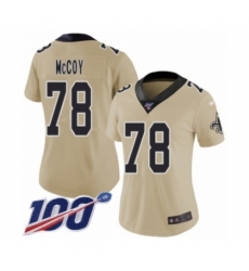 Women's New Orleans Saints #78 Erik McCoy Limited Gold Inverted Legend 100th Season Football Jersey