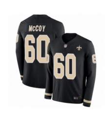 Youth New Orleans Saints #60 Erik McCoy Limited Black Therma Long Sleeve Football Jersey