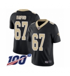 Men's New Orleans Saints #67 Larry Warford Black Team Color Vapor Untouchable Limited Player 100th Season Football Jersey