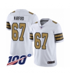 Men's New Orleans Saints #67 Larry Warford Limited White Rush Vapor Untouchable 100th Season Football Jersey