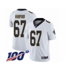 Men's New Orleans Saints #67 Larry Warford White Vapor Untouchable Limited Player 100th Season Football Jersey