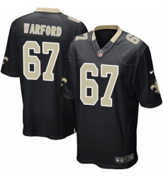 Men's Nike New Orleans Saints #67 Larry Warford Game Black Team Color NFL Jersey