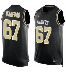 Men's Nike New Orleans Saints #67 Larry Warford Limited Black Player Name & Number Tank Top NFL Jersey