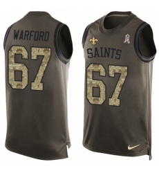 Men's Nike New Orleans Saints #67 Larry Warford Limited Green Salute to Service Tank Top NFL Jersey