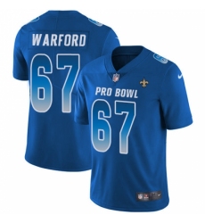 Men's Nike New Orleans Saints #67 Larry Warford Limited Royal Blue 2018 Pro Bowl NFL Jersey