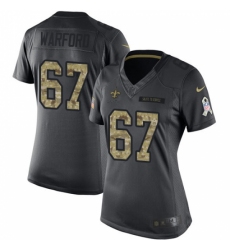 Women's Nike New Orleans Saints #67 Larry Warford Limited Black 2016 Salute to Service NFL Jersey