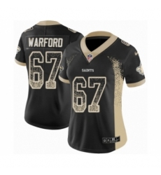 Women's Nike New Orleans Saints #67 Larry Warford Limited Black Rush Drift Fashion NFL Jersey