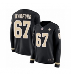 Women's Nike New Orleans Saints #67 Larry Warford Limited Black Therma Long Sleeve NFL Jersey