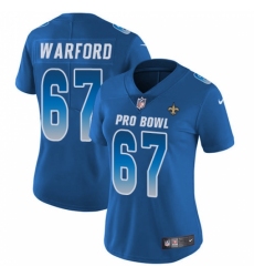 Women's Nike New Orleans Saints #67 Larry Warford Limited Royal Blue 2018 Pro Bowl NFL Jersey
