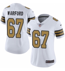 Women's Nike New Orleans Saints #74 Larry Warford Limited White Rush Vapor Untouchable NFL Jersey