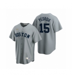 Men's Boston Red Sox #15 Dustin Pedroia Nike Gray Cooperstown Collection Road Jersey