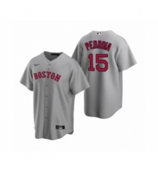 Men's Boston Red Sox #15 Dustin Pedroia Nike Gray Replica Road Jersey