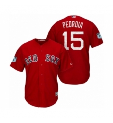 Men's Boston Red Sox Dustin Pedroia #15 2017 Spring Training Grapefruit League Patch Red Cool Base Jersey