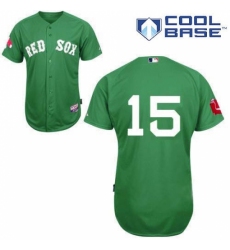 Men's Majestic Boston Red Sox #15 Dustin Pedroia Replica Green Cool Base MLB Jersey