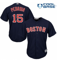 Men's Majestic Boston Red Sox #15 Dustin Pedroia Replica Navy Blue Alternate Road Cool Base MLB Jersey