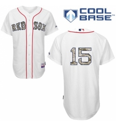 Men's Majestic Boston Red Sox #15 Dustin Pedroia Replica White USMC Cool Base MLB Jersey