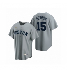 Women's Boston Red Sox #15 Dustin Pedroia Nike Gray Cooperstown Collection Road Jersey