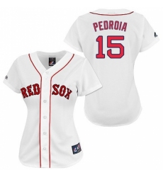 Women's Majestic Boston Red Sox #15 Dustin Pedroia Authentic White MLB Jersey