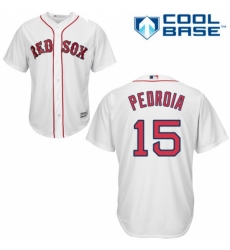 Youth Majestic Boston Red Sox #15 Dustin Pedroia Replica White Home Cool Base MLB Jersey