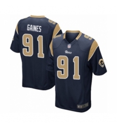 Men's Los Angeles Rams #91 Greg Gaines Game Navy Blue Team Color Football Jersey