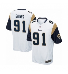Men's Los Angeles Rams #91 Greg Gaines Game White Football Jersey