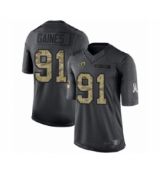 Men's Los Angeles Rams #91 Greg Gaines Limited Black 2016 Salute to Service Football Jersey