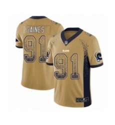 Men's Los Angeles Rams #91 Greg Gaines Limited Gold Rush Drift Fashion Football Jersey