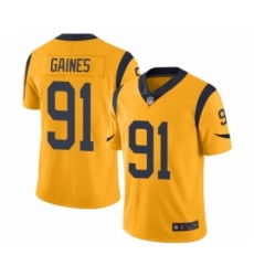 Men's Los Angeles Rams #91 Greg Gaines Limited Gold Rush Vapor Untouchable Football Jersey