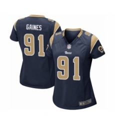 Women's Los Angeles Rams #91 Greg Gaines Game Navy Blue Team Color Football Jersey