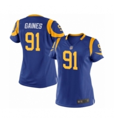 Women's Los Angeles Rams #91 Greg Gaines Game Royal Blue Alternate Football Jersey