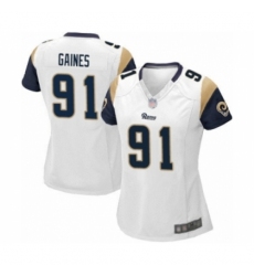 Women's Los Angeles Rams #91 Greg Gaines Game White Football Jersey