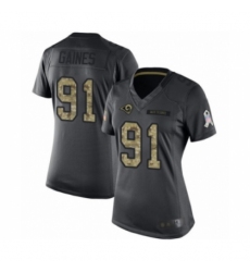 Women's Los Angeles Rams #91 Greg Gaines Limited Black 2016 Salute to Service Football Jersey