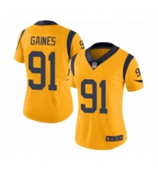 Women's Los Angeles Rams #91 Greg Gaines Limited Gold Rush Vapor Untouchable Football Jersey