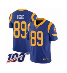Men's Los Angeles Rams #89 Tyler Higbee Royal Blue Alternate Vapor Untouchable Limited Player 100th Season Football Jersey