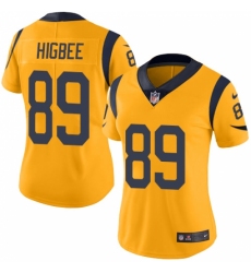 Women's Nike Los Angeles Rams #89 Tyler Higbee Limited Gold Rush Vapor Untouchable NFL Jersey