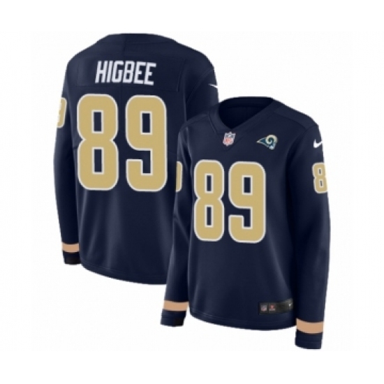 Women's Nike Los Angeles Rams #89 Tyler Higbee Limited Navy Blue Therma Long Sleeve NFL Jersey Women's Nike Los Angeles Rams #89 Tyler Higbee Limited Navy Blue Therma Long Sleeve NFL Jersey