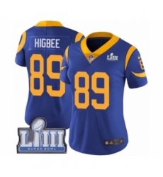 Women's Nike Los Angeles Rams #89 Tyler Higbee Royal Blue Alternate Vapor Untouchable Limited Player Super Bowl LIII Bound NFL Jersey