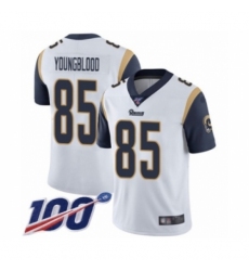 Men's Los Angeles Rams #85 Jack Youngblood White Vapor Untouchable Limited Player 100th Season Football Jersey