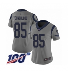 Women's Los Angeles Rams #85 Jack Youngblood Limited Gray Inverted Legend 100th Season Football Jersey
